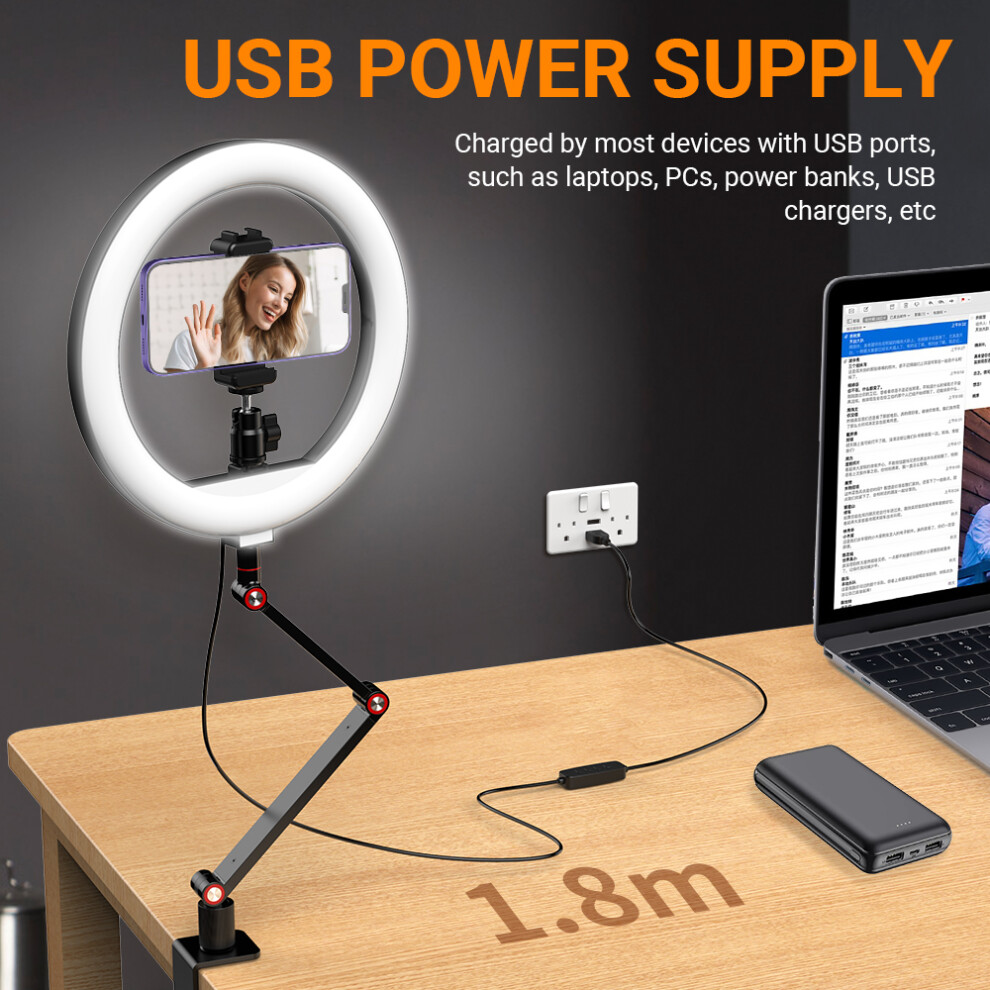 Apexel 10 Inch Usb Ring Kit 2700K-5500K 10-Level Brightness Light 7891370124761