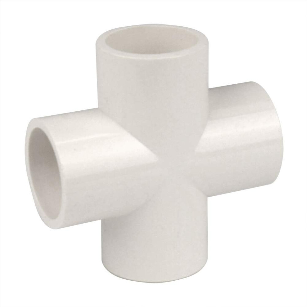 Building Furniture Grade Pvc Fitting, 4 Way Connector For Diy Projects, Durable Non-Threaded Sockets, White Cross Fitting For Kitchen Bathroom Sink 9405630290745