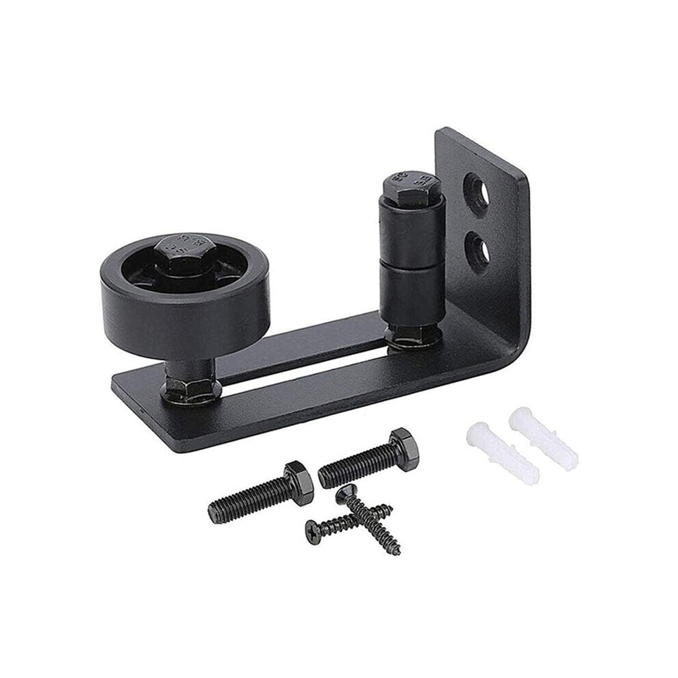 Wall Mounted Hardware For Sliding Barn Doors, Quiet Operation With Steel Base, Powder Coated Finish, Flush Bottom Design, Universal Application, 9128293164740