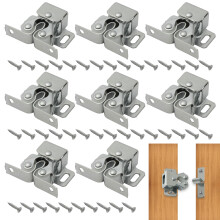 Double Ball Bearing Design Cabinet Door Latch, Spring Loaded for Secure Closure, Galvanized Silver Finish for Rust Resistance (Set of 8)
