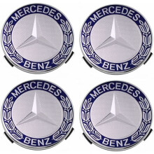 Mercedes-Benzin pyöränkeskiöt, kelluvat automerkkivalot, sinisellä merkillä varustetut pyöränkeskiöt, erinomaisesti viimeistellyt