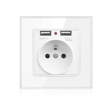 Slimme dubbele USB-oplader, AC110V-250V16A-stopcontact voor universele apparaten, eenvoudige activering en stabiele prestaties, wit stopcontact voor