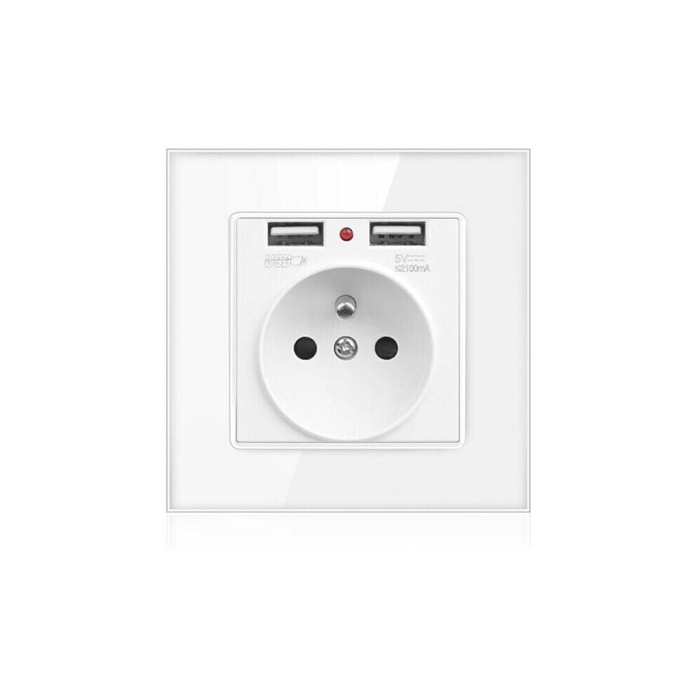 16A French Standard European Outlet, Wall Socket With 2 Usb Ports For Quick Charging, Universal Compatibility With Smart Devices, Recommended 9128293165587