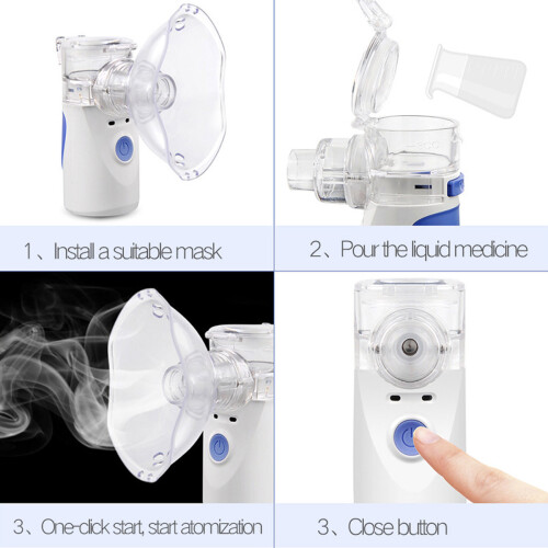 Silent Design Portable Nebulizer with Self-Cleaning Function, Ultrasonic Atomization for Micro-Sized Particles, Adjustable Nebulization Rate & 2