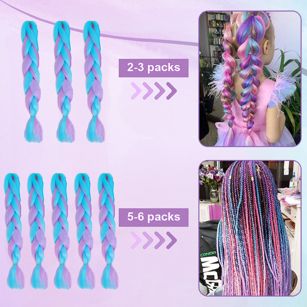 Colorful Kink Braids, 24" Ombre Braiding Hair Extensions For Ladies, Soft Odorless Synthetic Fiber, Long-lasting