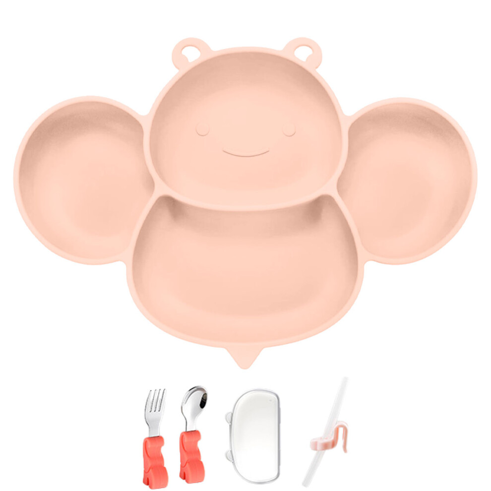 Silicone Suction Plate, Bpa Free Non-Slip Food Grade Silicone Divided Plate Dish, Strong Suction Bottom For Secure Meal Times, Ideal For Pink