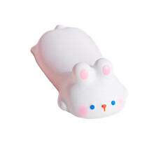 Adorable reposamuñecas con forma de conejo blanco, fabricado con material PU duradero y espuma viscoelástica. Soporte portátil y ergonómico para