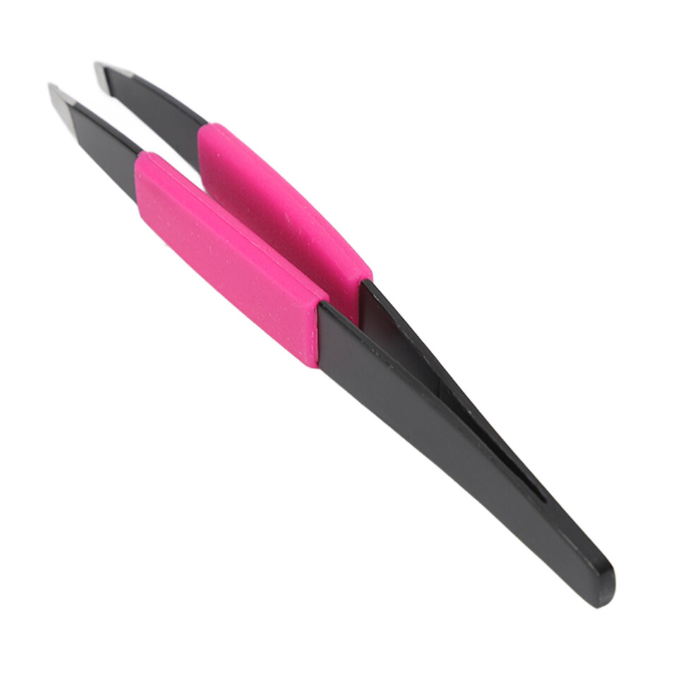 Black Stainless Steel Eyebrow Tweezers, Portable & Professional