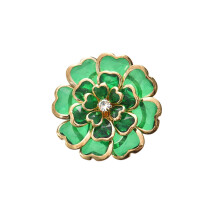 Decorative Cufflinks Clip Rhinestones Flower Button Clip-green
