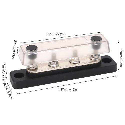 Battery Junction Block with Transparent Shell 4 Post M5, 48V 100A 1