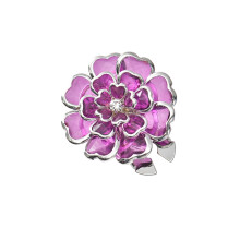 Decorative Cufflinks Clip Rhinestones Flower Button-rose red