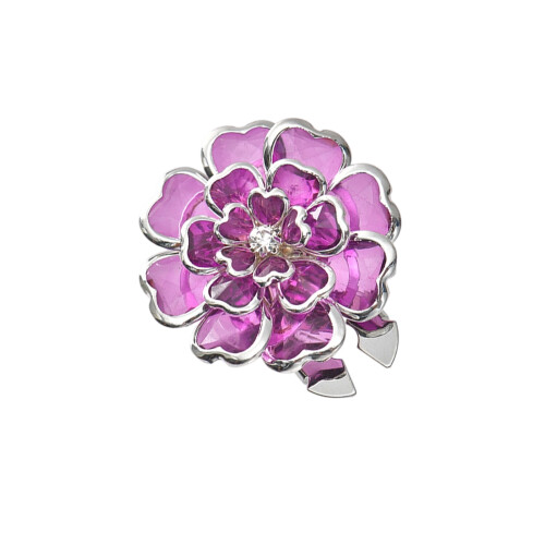 Decorative Cufflinks Clip Rhinestones Flower Button-rose red
