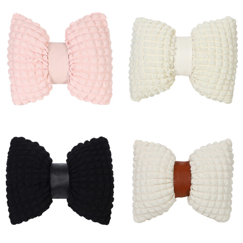 Comfortable Pillow Bowknot Shape for Head Neck-white brown 1