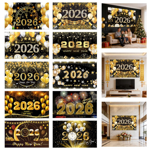 Bannières polyvalentes de bonne année 2026, décors-7 2