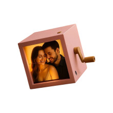 LED-beleuchtende Foto-Erinnerungsbox mit Kunststoffstruktur-Rosa