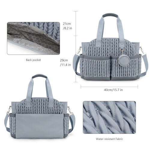 Comfortable Adjustable Shoulder Strap Baby Bag Quilted-Black 2