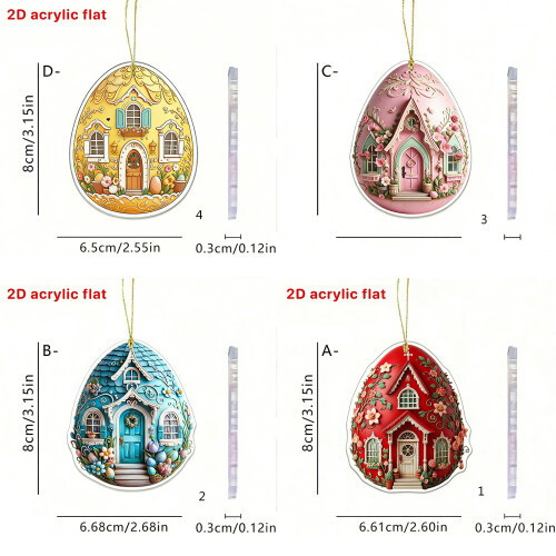 Porte-clés décoratif en acrylique pour célébration de pâques,-1 2