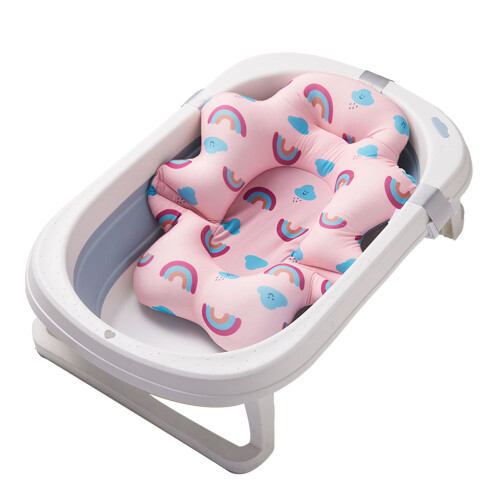 Baby Bath Cushion Pad Pink Rainbow Floating Mat, Polyester Support 1