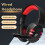 Cuffia da gioco con cancellazione del rumore cablata, over-ear, nera e rossa, con microfono 4