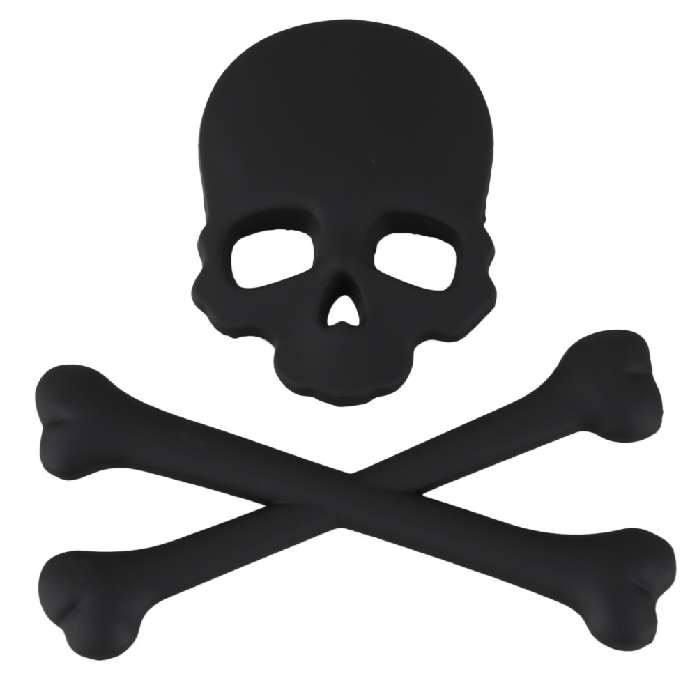 Skull Bone 3D Design Motorcycle Car Emblem Badge Sticker Black 6033041301847