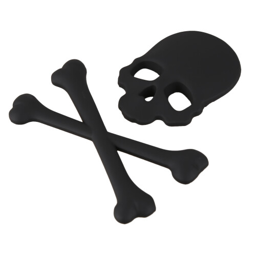 Skull Bone 3d design motorcycle car emblem badge sticker black 1