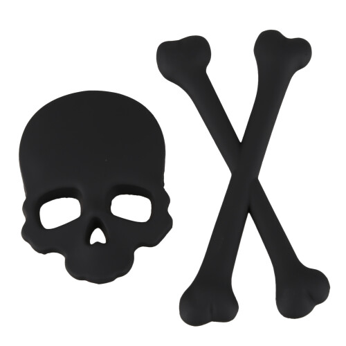 Skull Bone 3d design motorcycle car emblem badge sticker black 2