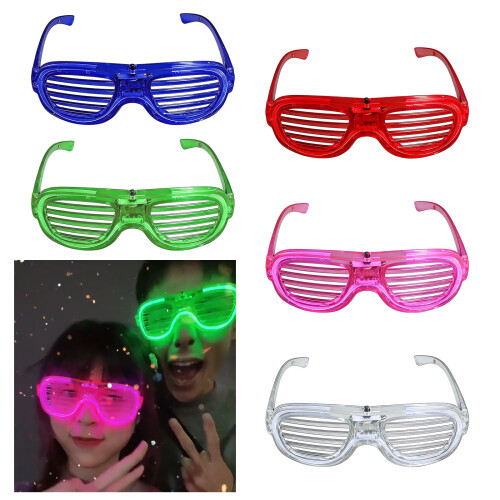 LED Party Glasses Feature Blinds Design Multiple Color-White 2