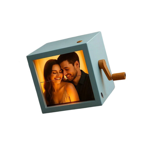 Photo Display with LED Light and Engraving Messages-Blue