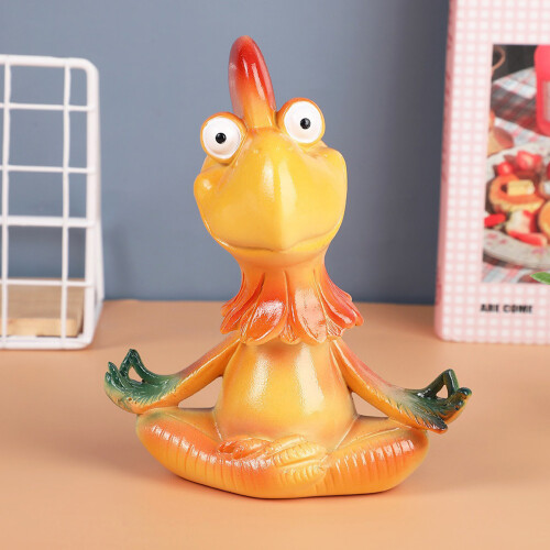 Elegante hars mediteren haan beeldje grappige kunst 1