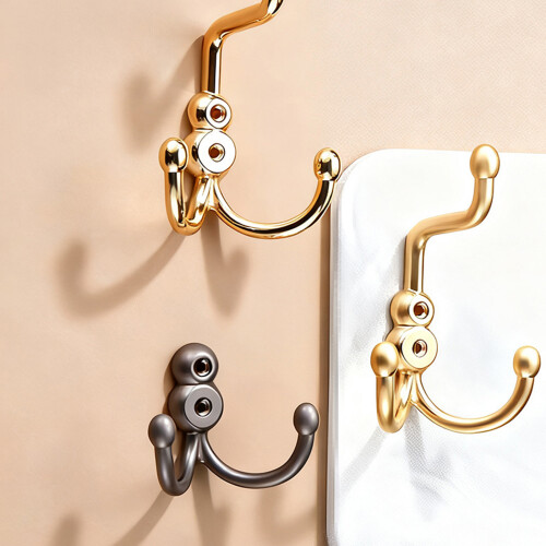Pack of 2 Space Saving Wall Hooks-Bright gold trumpet 1