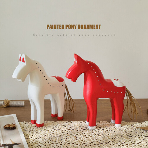 Statues de chevaux en bois, décorations de Table,-Blanc 2
