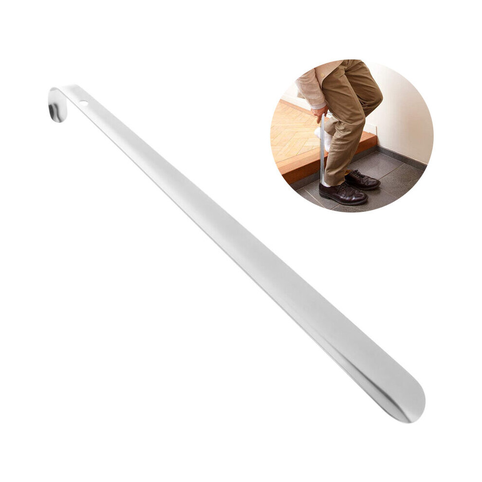 Extra Long Shoehorn for Seniors, Stainless Steel Shoe Horn with Polished Finish, Heavy Duty Long Handle Construction, Smooth Surface Arc-Shaped