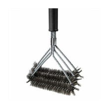 Triple-Headed BBQ Tools, Comfort Hold Handle Stainless Steel Grill Brush, Safe Wire Scrubber For Thorough Cleaning, Non-Slip Grip Ensures Secure Usage