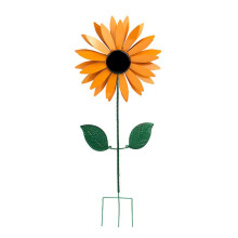 Gartendekoration, leuchtend gelbe Sonnenblumen-Windspiel aus Metall, perfektes Geschenk für Terrasse und Rasen, stabiler Erdspieß für dauerhafte