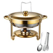 5L Insulated Nonrust Steel Chafing Dish with Spoon Clip-gold