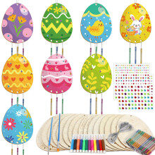 Pack of 8 Easter Wood Eggs Painting DIY Craft Set for-A