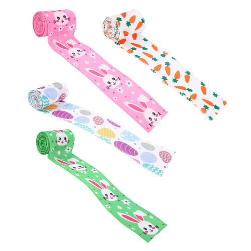 Set of 2 Polyester Ribbons Easter Decoration-green hare 1