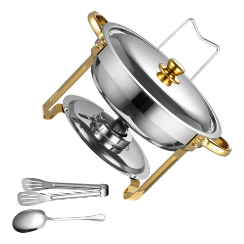 Moderner Buffetheber, rostfreie Stahlkonstruktion, 5-halbgolden