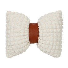 Comfortable Pillow Bowknot Shape for Head Neck-white brown