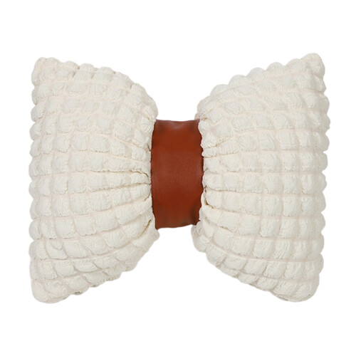 Comfortable Pillow Bowknot Shape for Head Neck-white brown