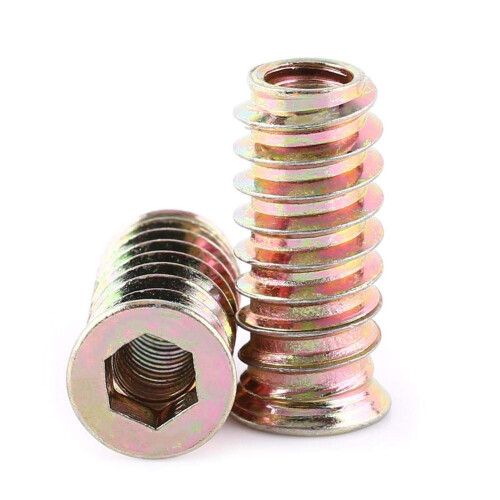 Ένθετα με σπείρωμα Hex Drive για ξύλο, σύνδεσμοι επίπλων από ανθρακούχο χάλυβα M6x25mm με