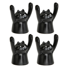 4 Stück Cartoon-Katzen-Fotoclips, Resin-Notizhalter, schwarze Katze, Tierbüro-Dekoration