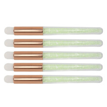 5pcs Lip Blending Brush Set, Round Tip, Rhinestones Handle, Soft Fiber