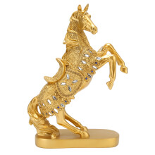 Statue de cheval artisanale en résine, ornement élégant pour la maison ou le bureau, style doré, symbole de chance et de prospérité selon les