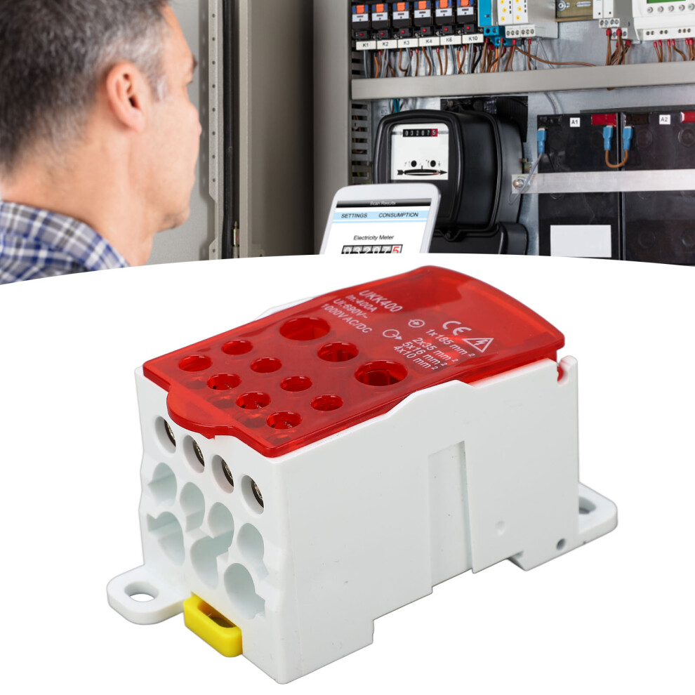 Din Rail Power Distribution Junction Box Terminal Block 690V 400A Red 7901370160161