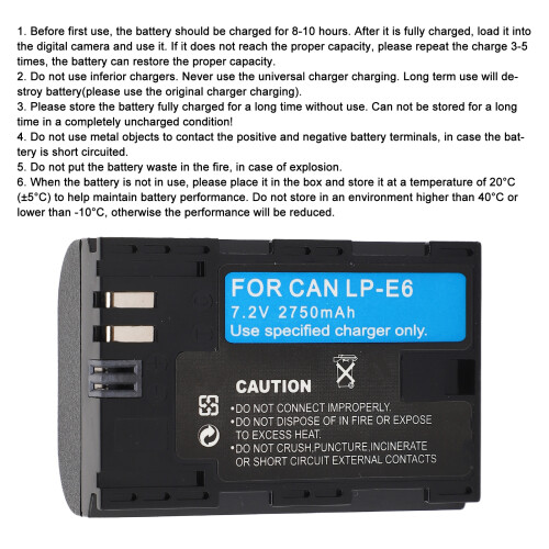 2750mAh LP E6 Replacement Battery with Intelligent Chip for 5D Mark IV 2