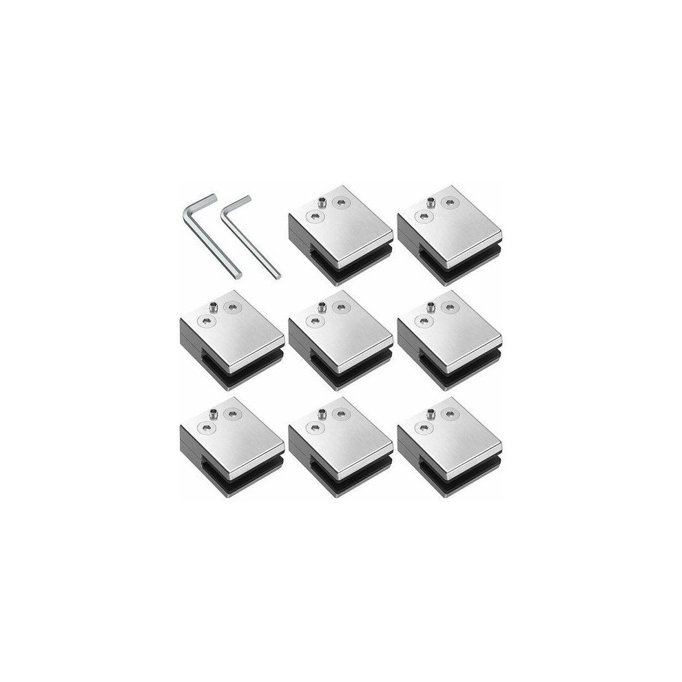 Stainless Steel 316 Adjustable Glass Clips, Brushed Surface Treatment For Balcony Railing, Pool Glass Fence With Corrosion Resistance (8Pcs) 9340959494699