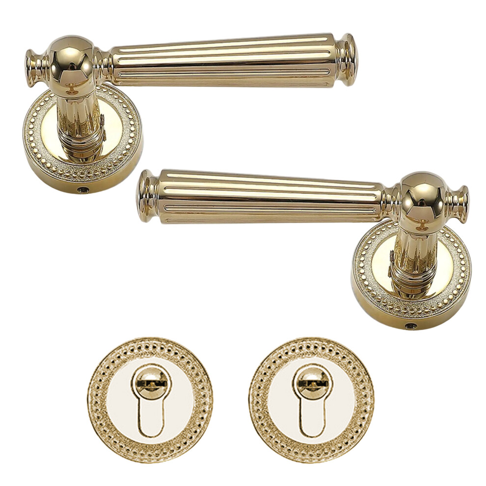 Antique Stainless Steel Entry Door Knobs With Lock And Key-Gold 7732000570155