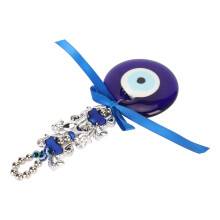 Blauer Evil Eye Anhänger Wanddeko – Handgefertigtes Glücksbringer aus Resin, 21x8x1,2cm