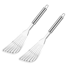 Professioneller Fischwender mit Schlitzen, Edelstahl-Fischspatel, genieteter Griff, aus einem Stück gegossen, komfortabler, rutschfester Griff,